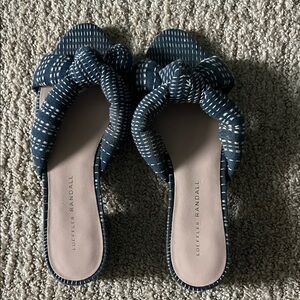 Loeffler Randall Navy Knotted Slide Sandals